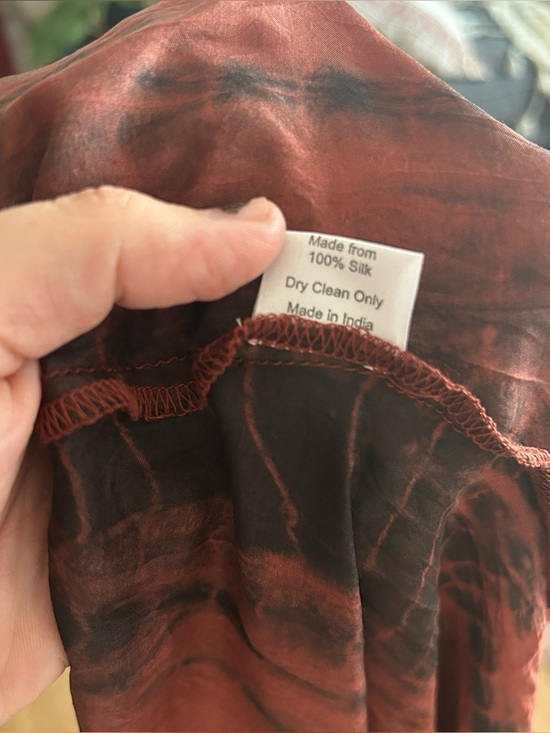 FARA Zen Silk High Low Dress Sz S/M red shibori tie dye beachy - Picture 10 of 11